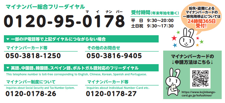 マイナンバー総合フリーダイヤル
